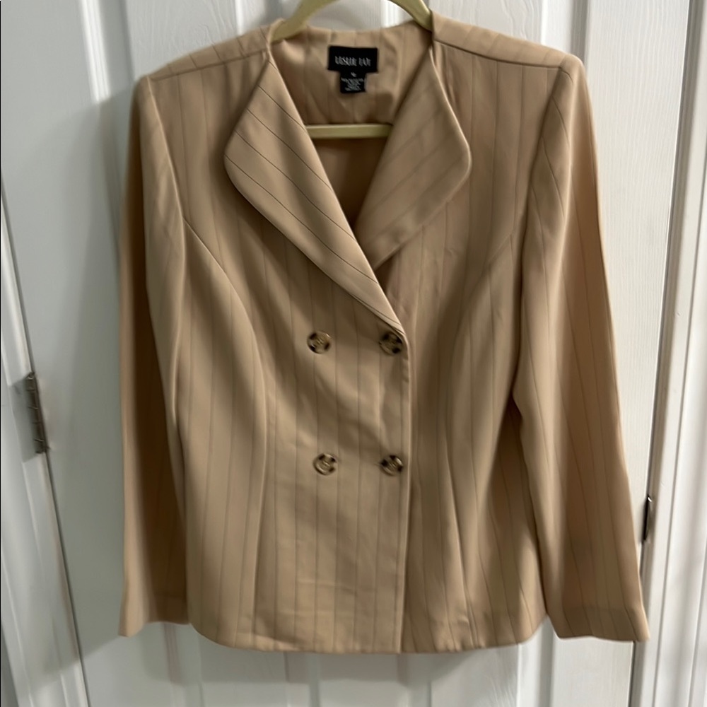 Leslie Fay Tan Double-Breasted Blazer